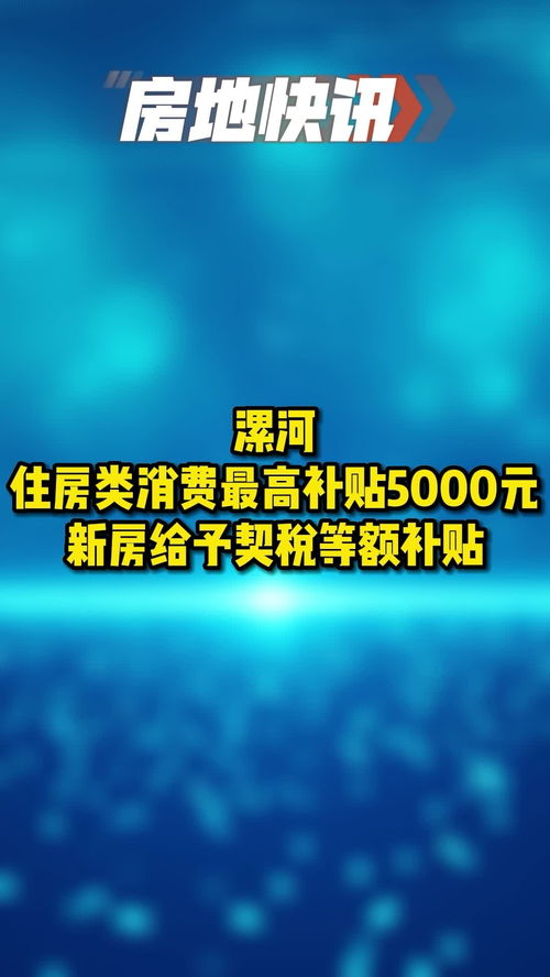 漯河 住房類消費最高補貼5000元 新房給予契稅等額補貼
